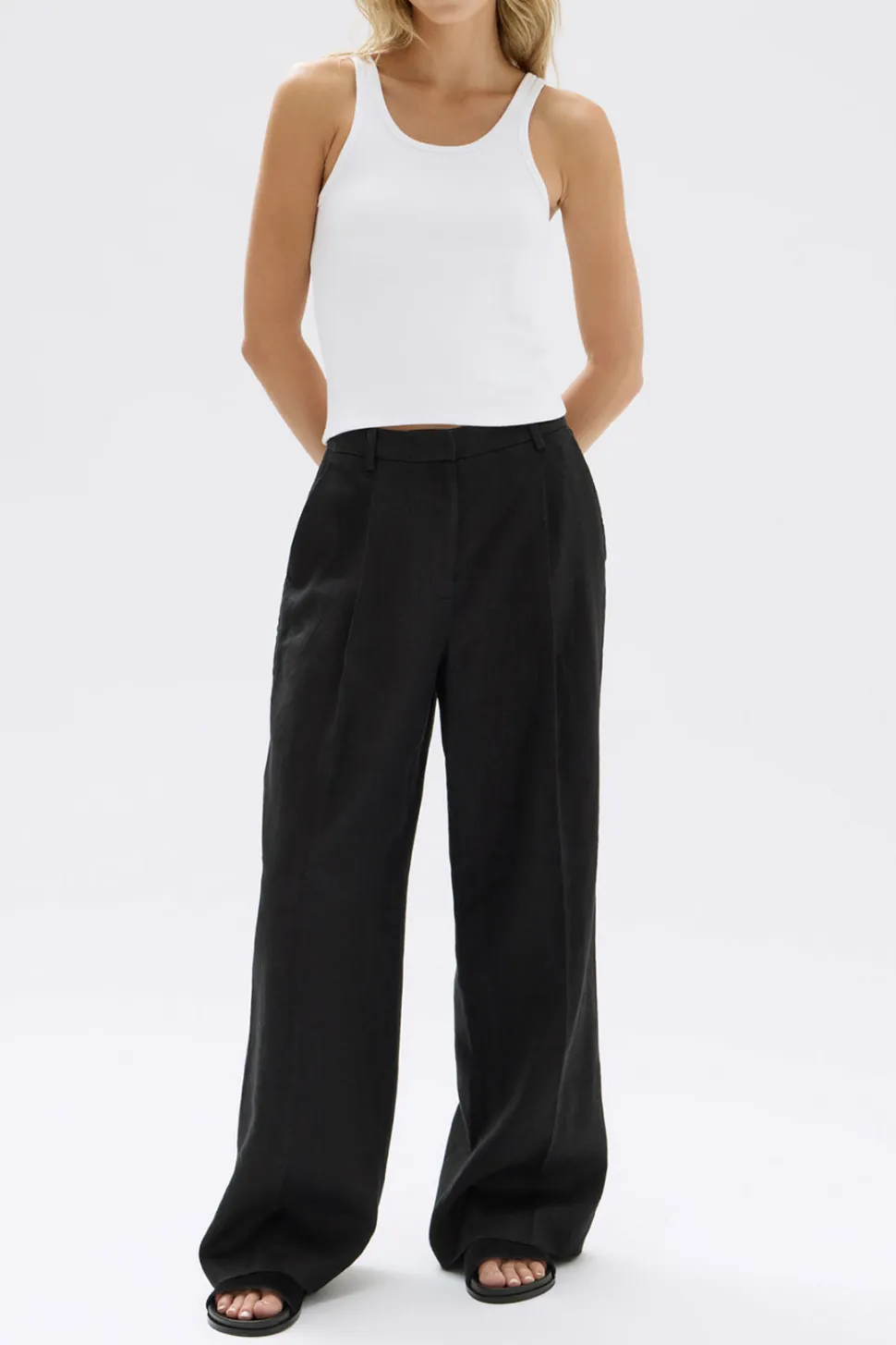 ASSEMBLY LABEL 'Aria Linen Pant' - Black Sale