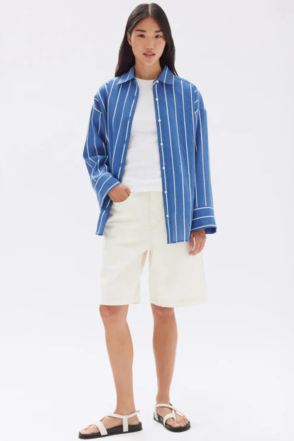 ASSEMBLY LABEL 'Ayla Stripe Long Sleeve Shirt' - Royal/White Best