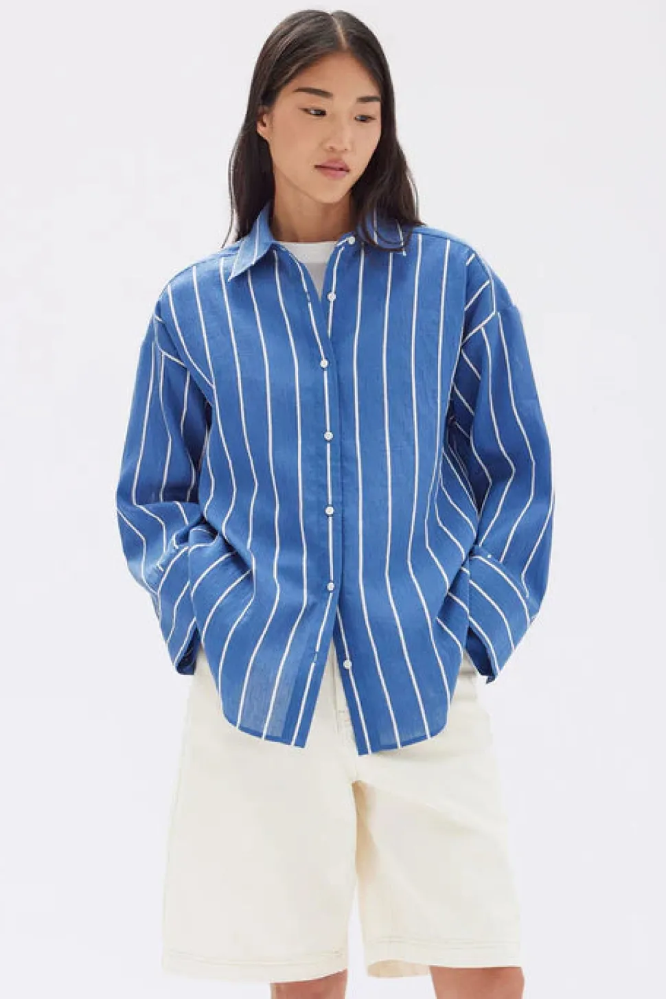 ASSEMBLY LABEL 'Ayla Stripe Long Sleeve Shirt' - Royal/White Best