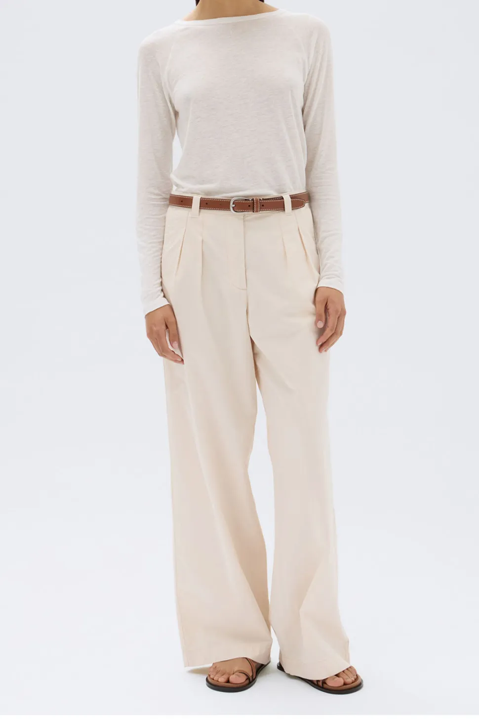 ASSEMBLY LABEL 'Haven Twill Pant'- Cream Flash Sale