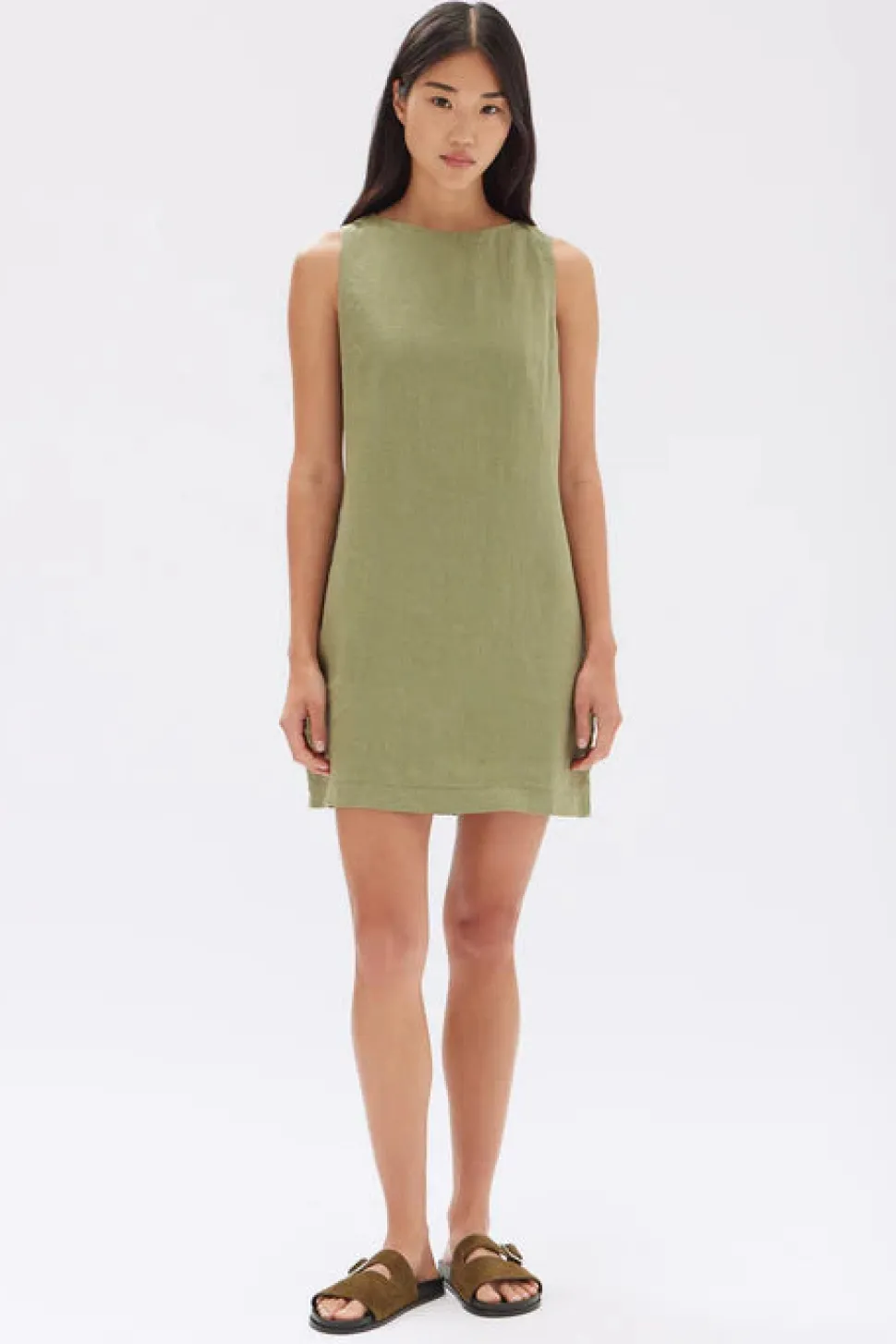 ASSEMBLY LABEL 'Nadine Linen Mini Dress' - Pandan Flash Sale