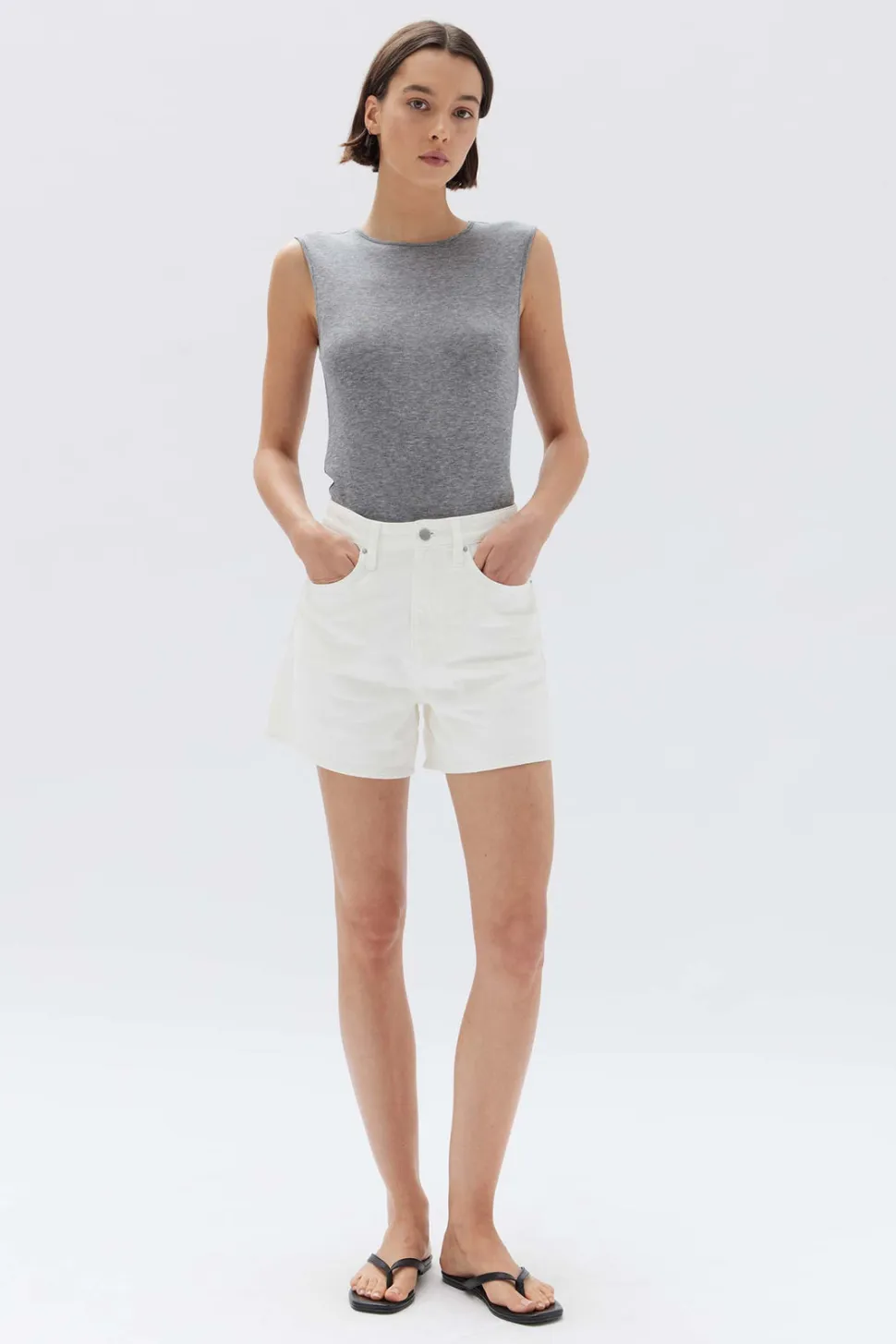 ASSEMBLY LABEL 'Vintage Denim Short’ - Ecru Cheap