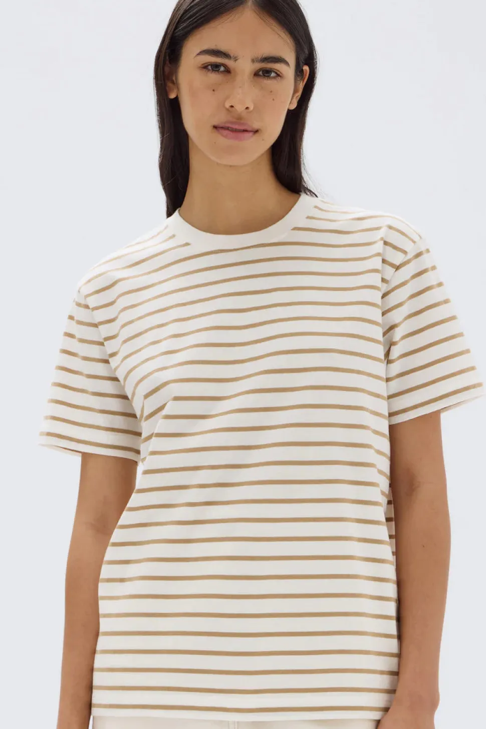 ASSEMBLY LABEL 'Women Port Stripe Tee' - White/Tan Store