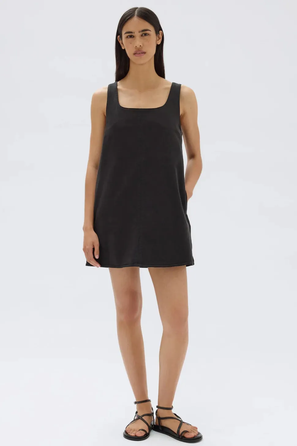 ASSEMBLY LABEL 'Zoey Twill Mini Dress' - Black Outlet