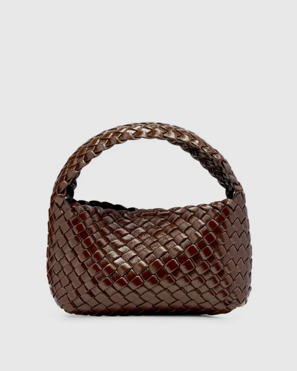 Brie Leon 'Luca Mini Woven Glossy Crinkle Bag ' - Chocolate Best