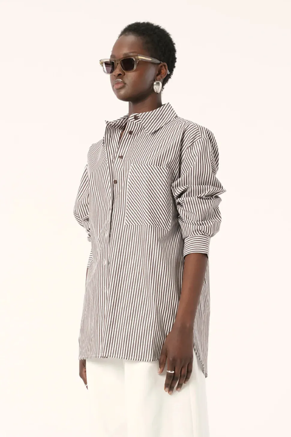 Elka Collective 'Faye Shirt'- Chocolate Stripe Best Sale