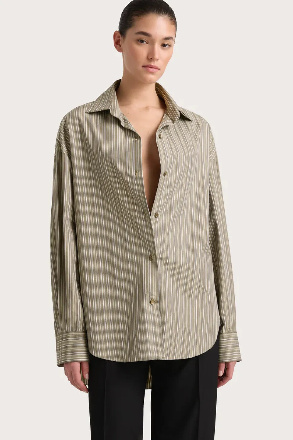 Faithfull The Brand 'En Vau Shirt' - Khaki Stripe Online