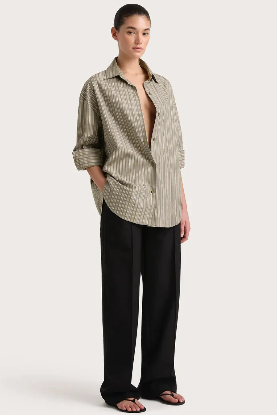 Faithfull The Brand 'En Vau Shirt' - Khaki Stripe Online