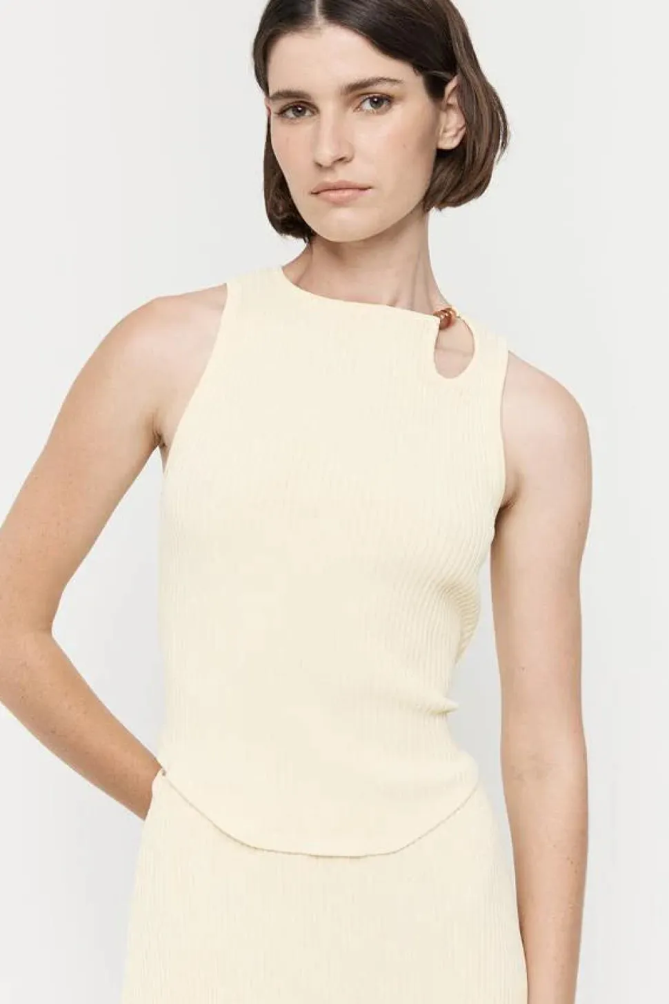 Friend Of Audrey 'Beaded Knit Top' - Lemon Clearance