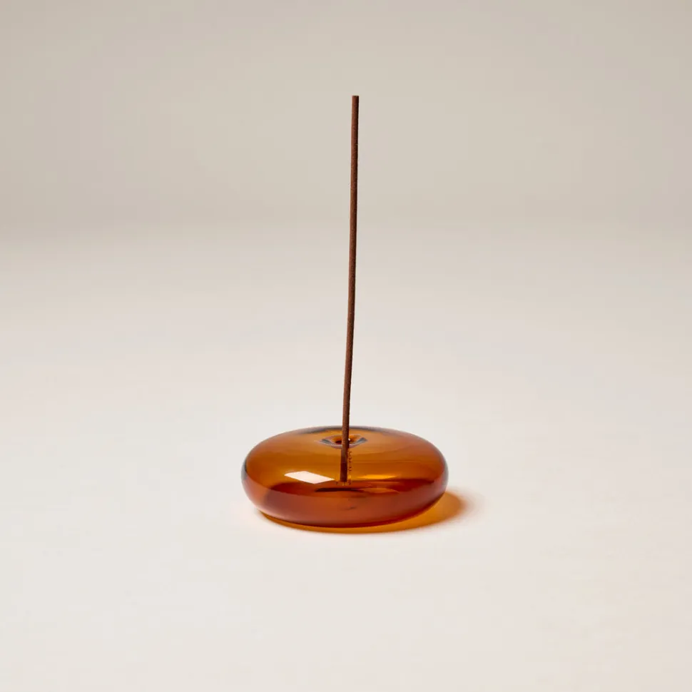 Gentle Habits Glass Vessel Incense Holder - Amber Hot