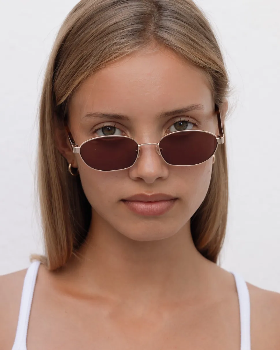 Lu Goldie 'Lara' Sunglasses - Chestnut Flash Sale