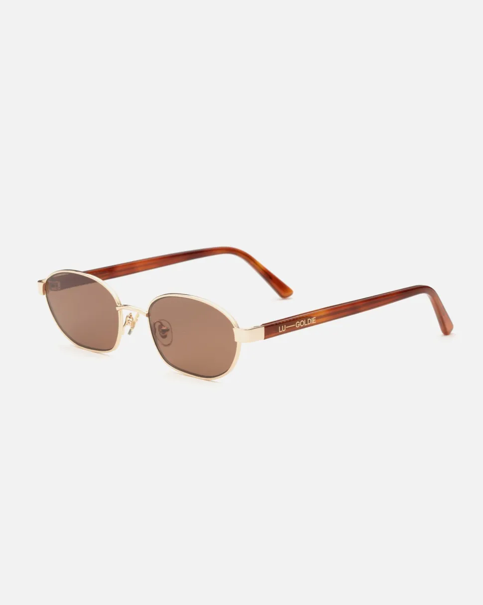 Lu Goldie 'Lara' Sunglasses - Chestnut Flash Sale