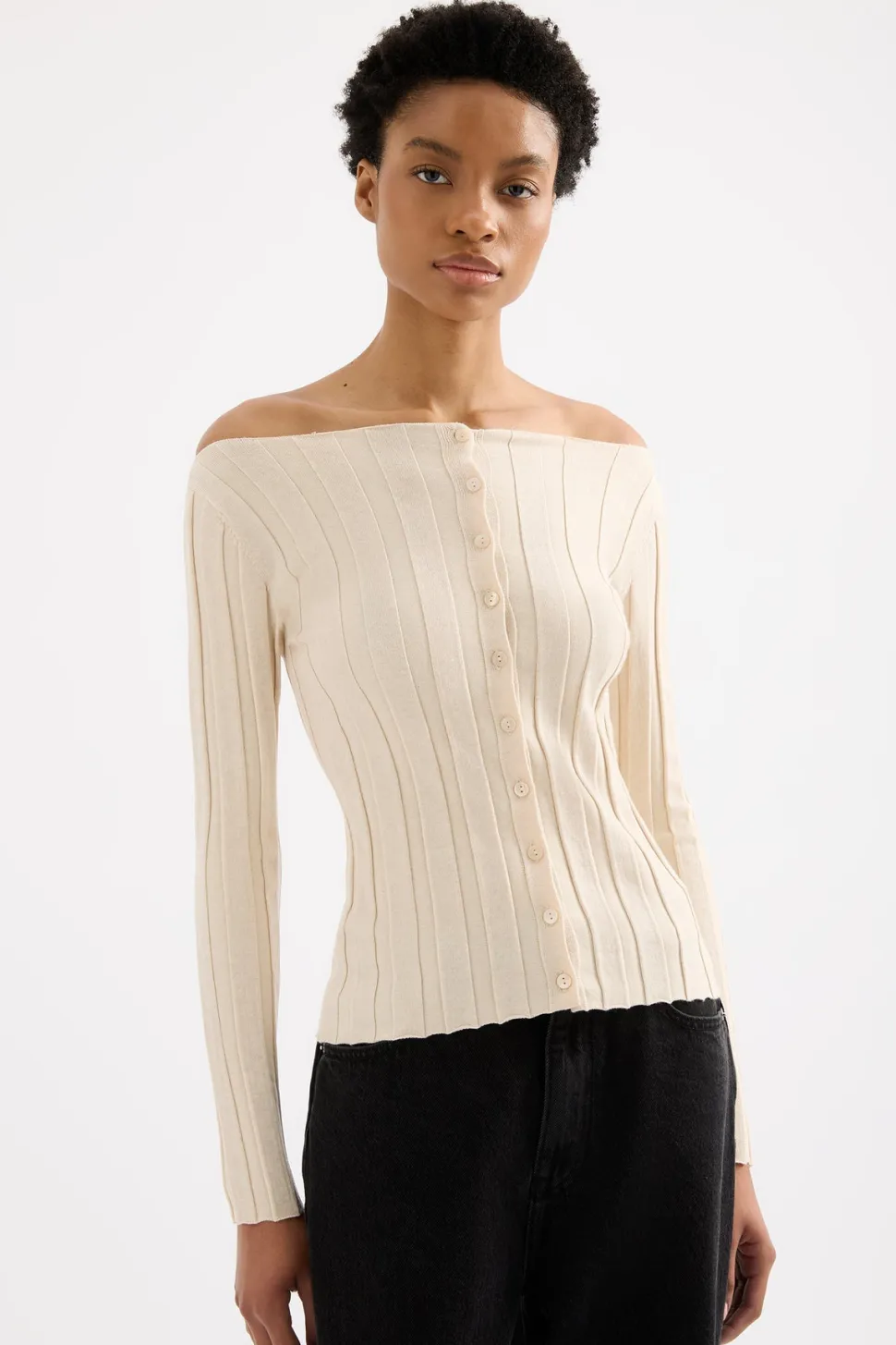 Nude Lucy 'Aneke Knit Top' - Cream Marle Shop