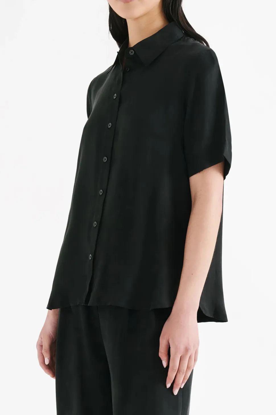 Nude Lucy 'Lea Cupro Shirt' - Black New