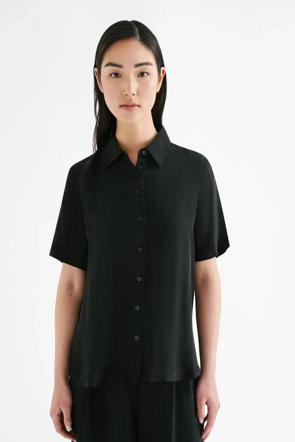 Nude Lucy 'Lea Cupro Shirt' - Black New