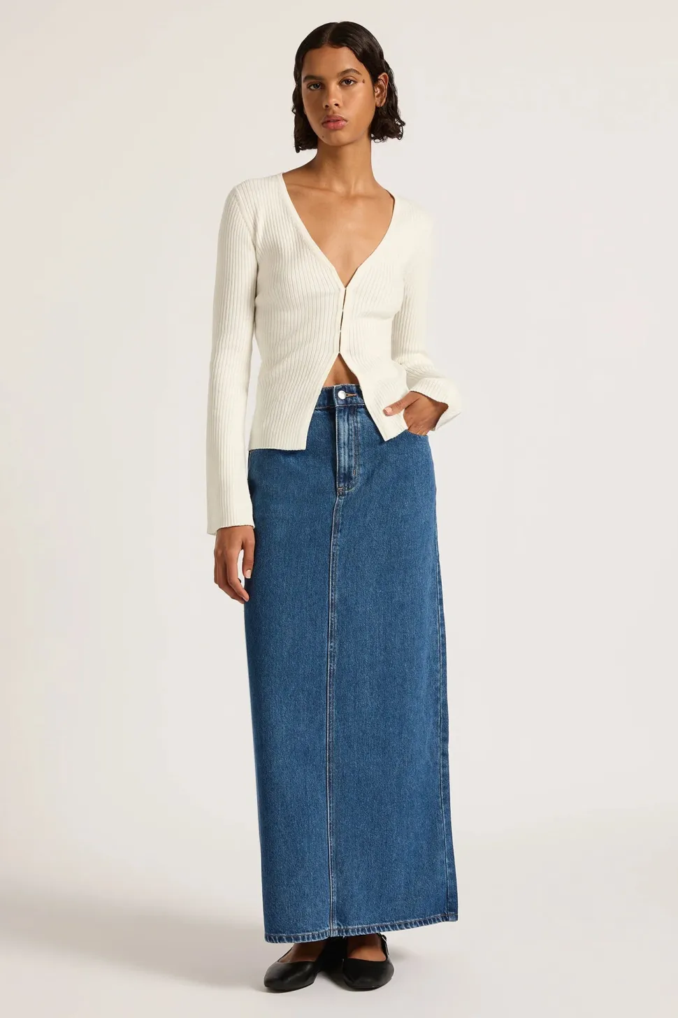 Nude Lucy 'Organic Denim Maxi Skirt' - Vintage Blue Hot