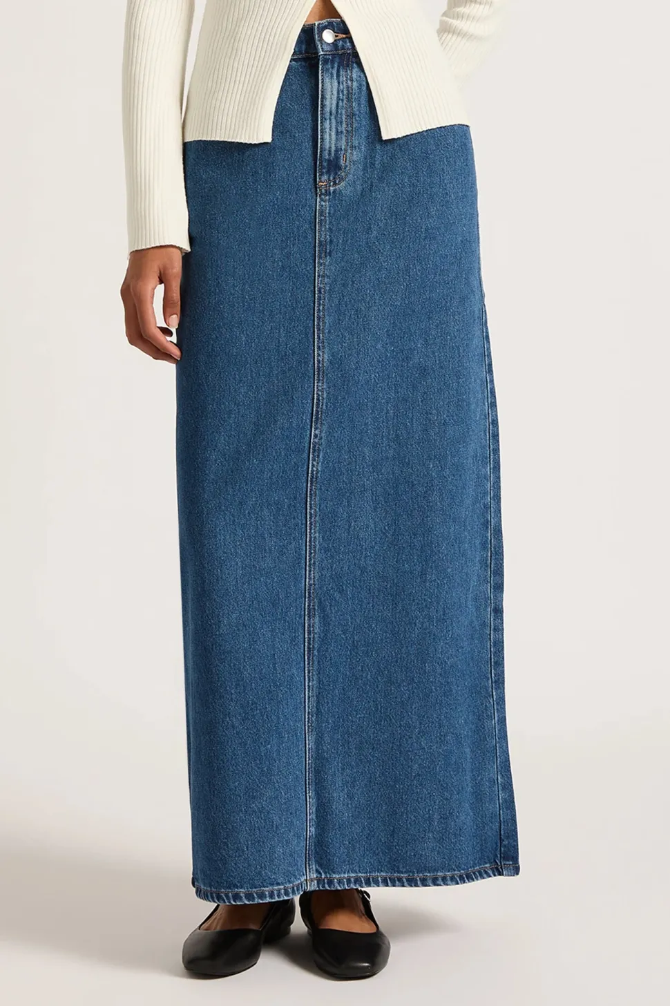 Nude Lucy 'Organic Denim Maxi Skirt' - Vintage Blue Hot