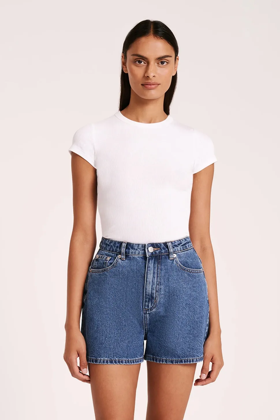 Nude Lucy 'Organic Rib SS Tee' - White Store