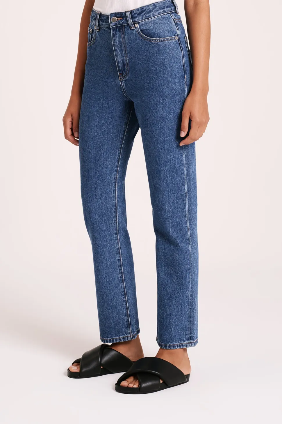 Nude Lucy 'Organic Straight Leg Jean' - Vintage Blue Sale