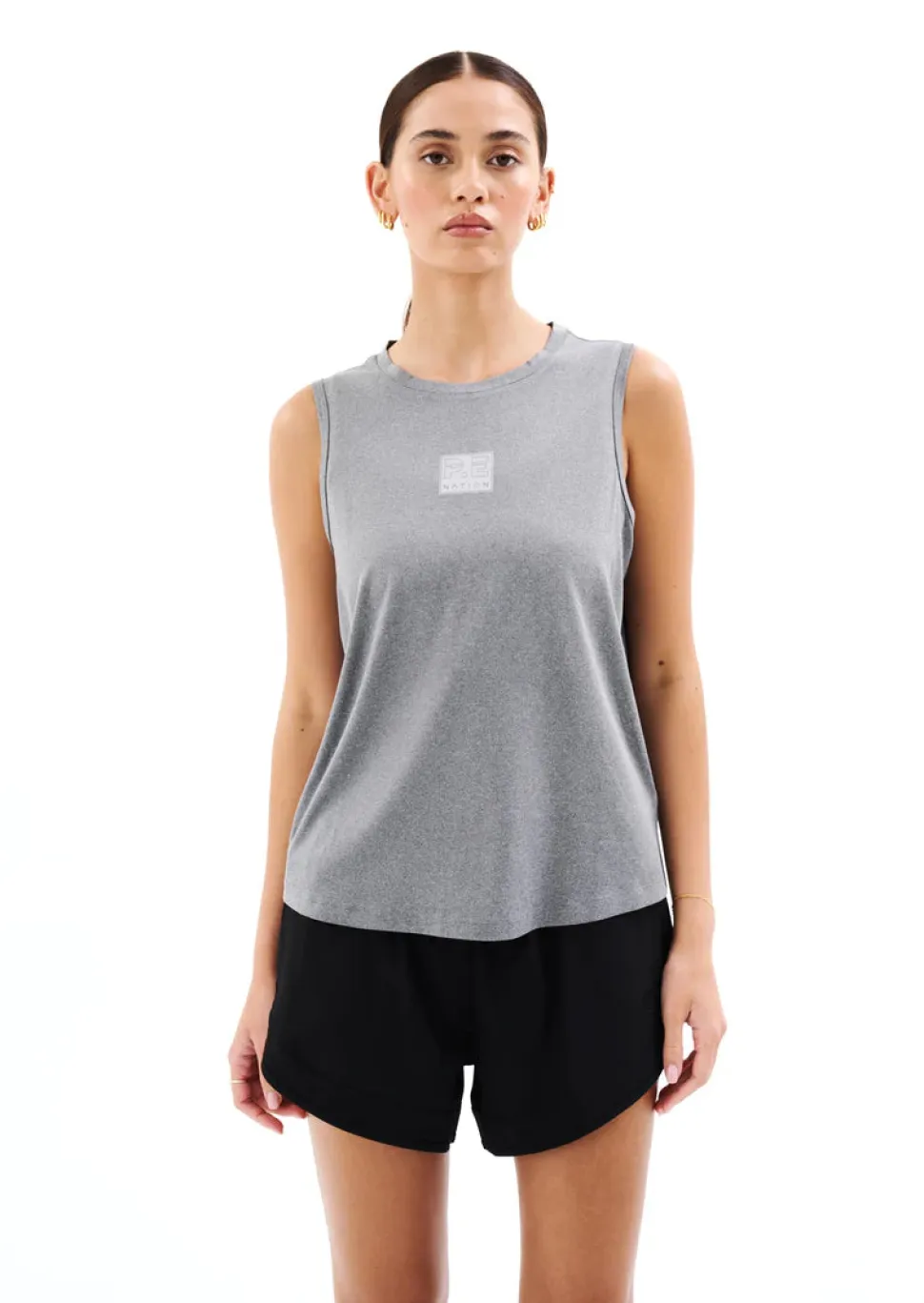 P.E NATION 'Crossover Marle Air Form Tank' - Grey Marle Shop