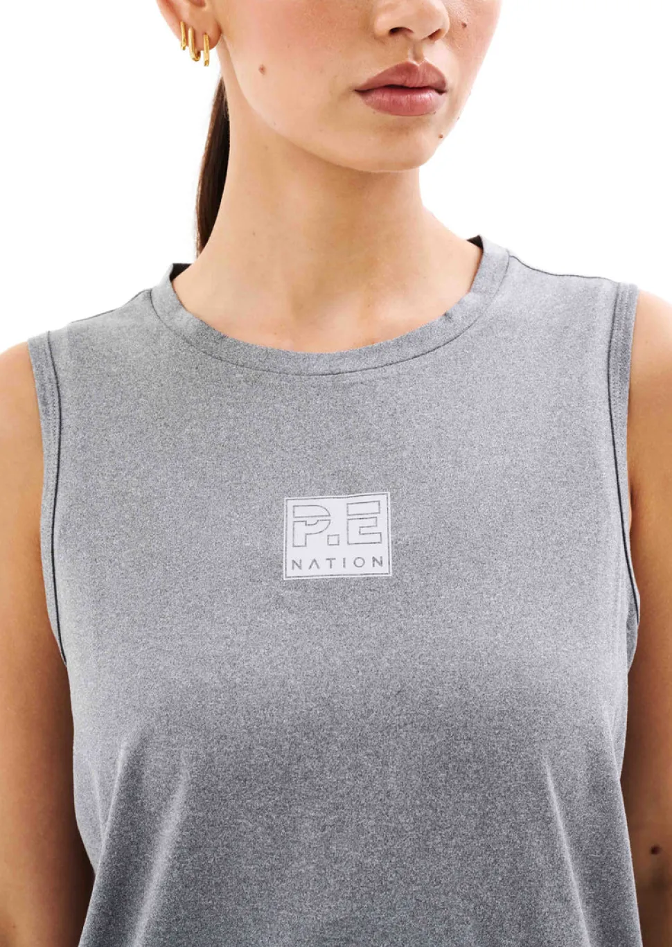 P.E NATION 'Crossover Marle Air Form Tank' - Grey Marle Shop