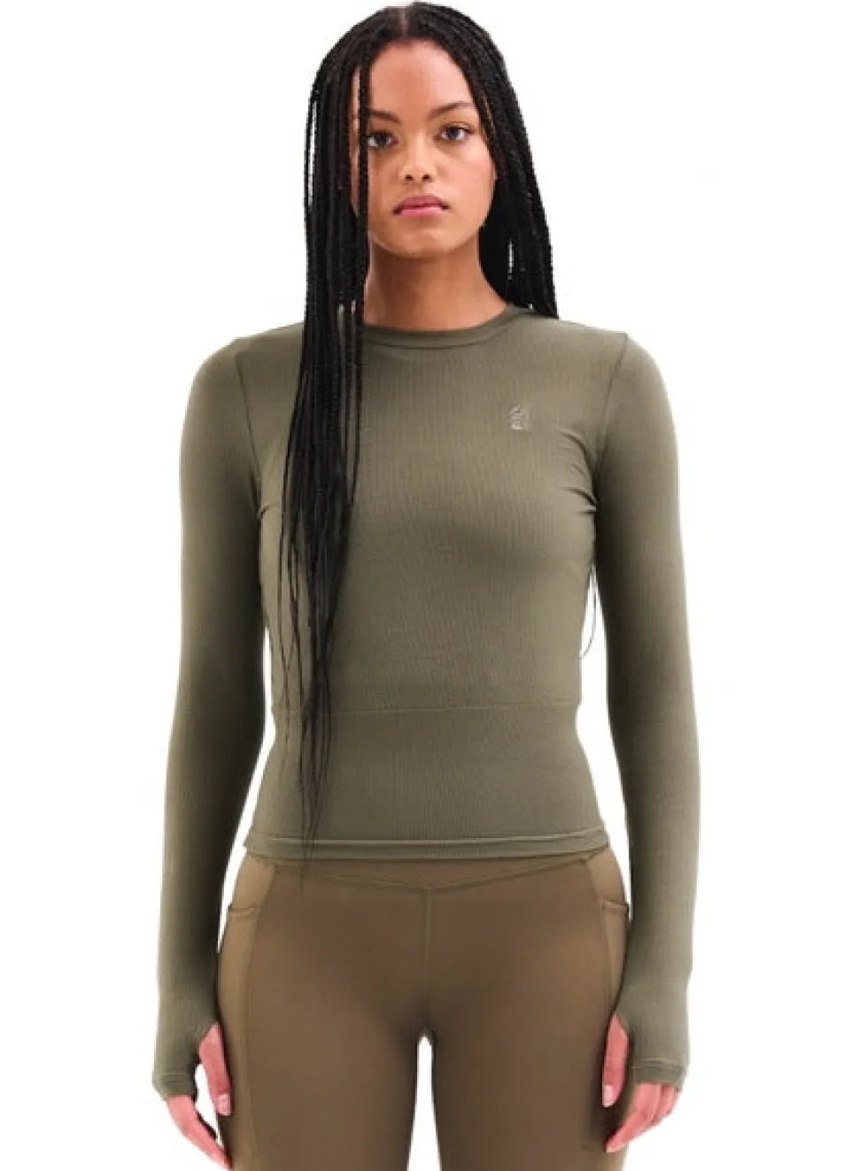 P.E NATION 'Free Play 2.0 LS Rib Tee' - Khaki Cheap