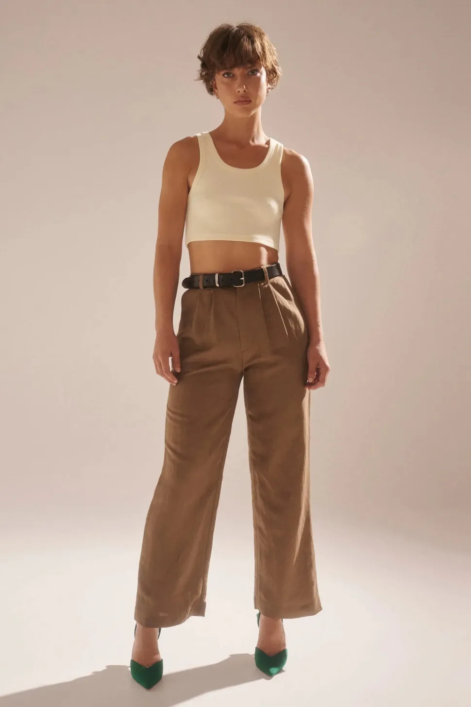 Rolla's 'Chloe Pleat Linen Pant' - Tobacco Best