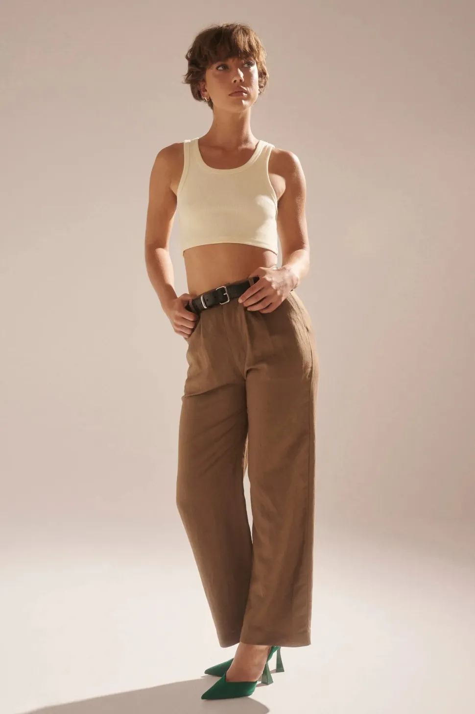 Rolla's 'Chloe Pleat Linen Pant' - Tobacco Best