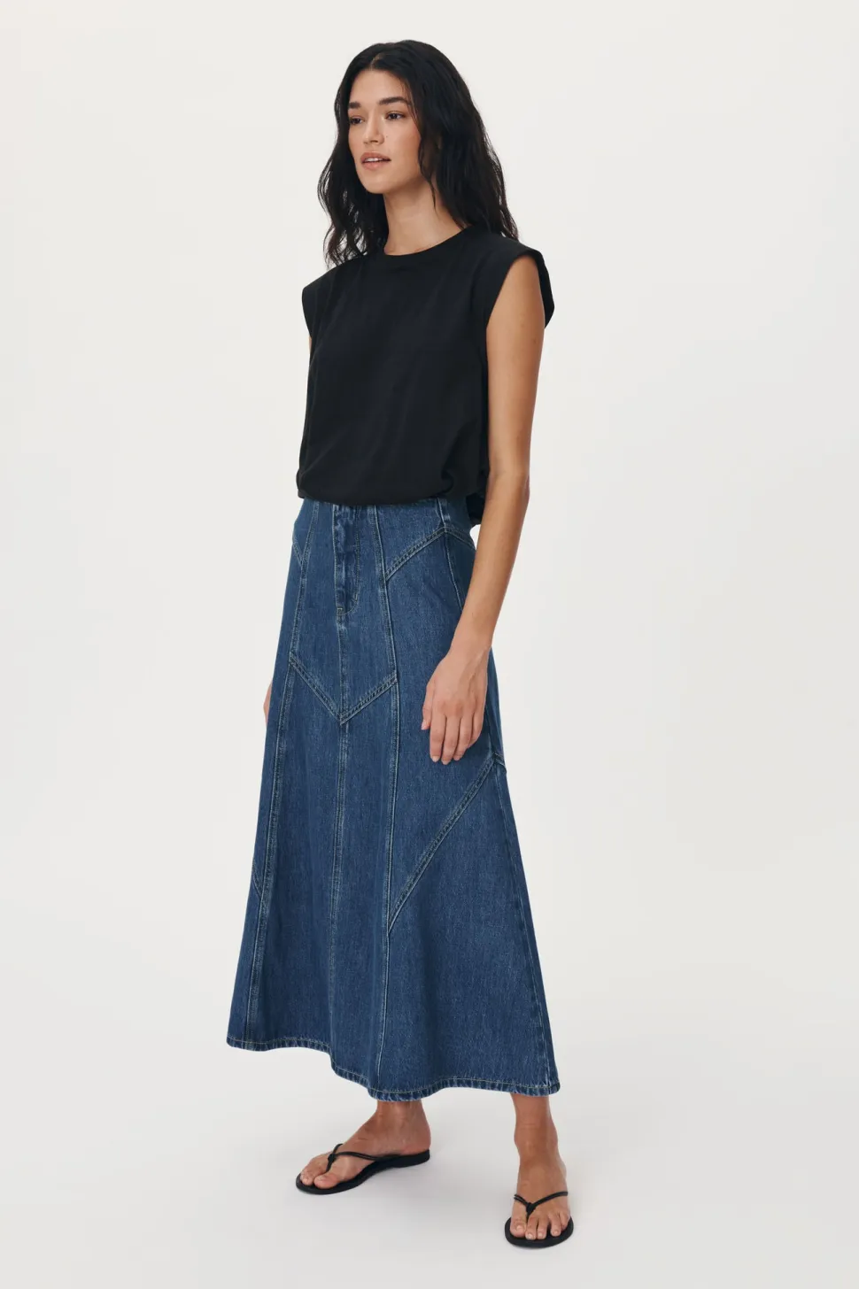 Rowie 'Jeanette Denim Midi Skirt' - Classic Denim New