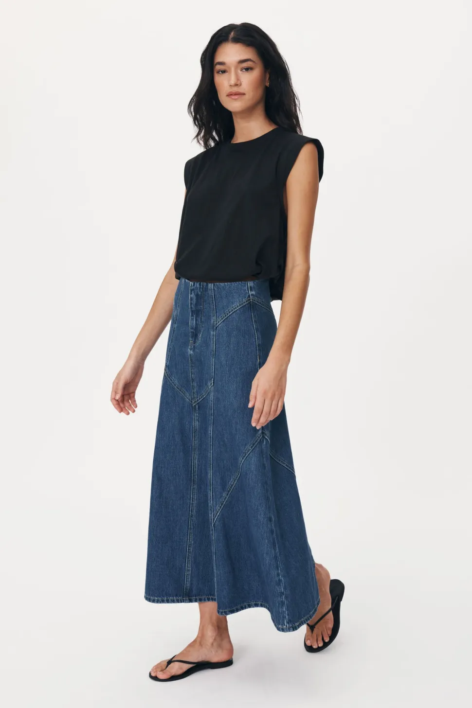 Rowie 'Jeanette Denim Midi Skirt' - Classic Denim New