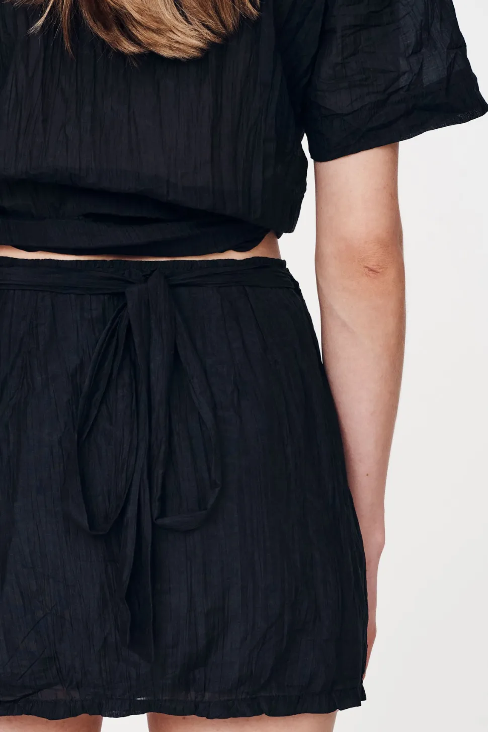 Rowie 'Jole Silk Mini Wrap Skirt' - Noir Clearance