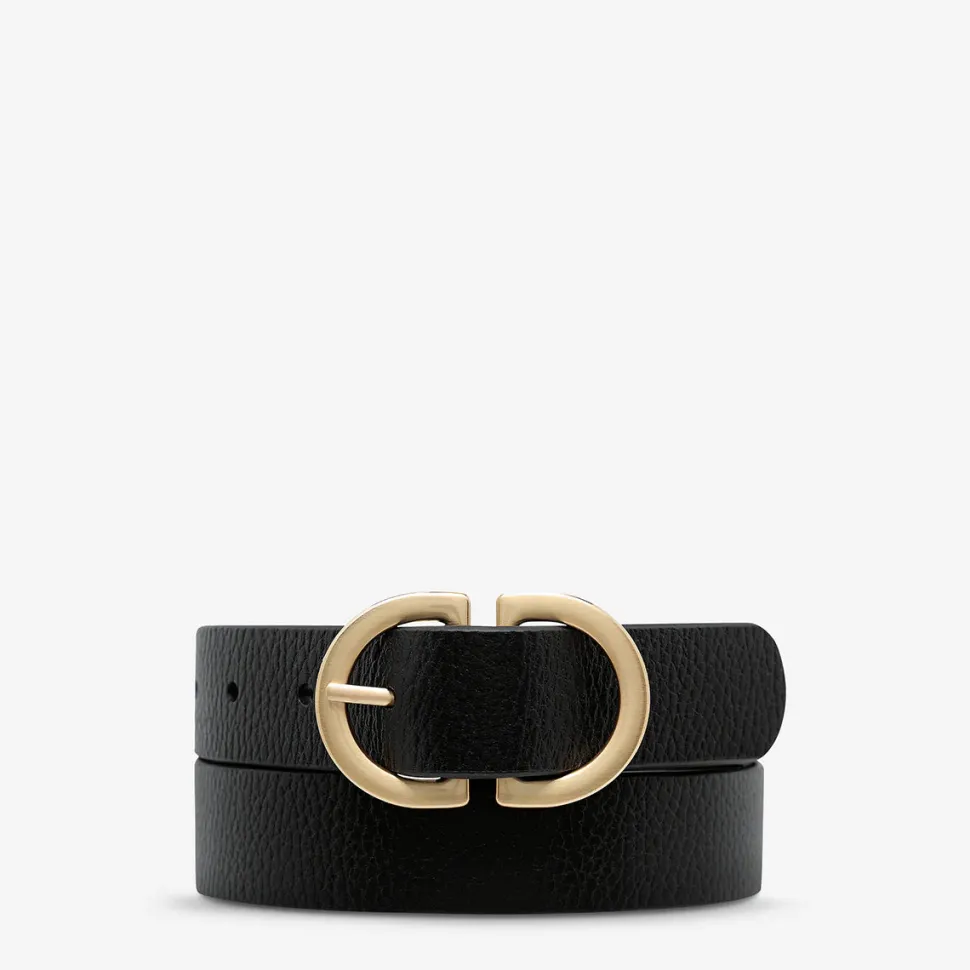 Status Anxiety 'In Reverse' Belt - Black / Gold Cheap