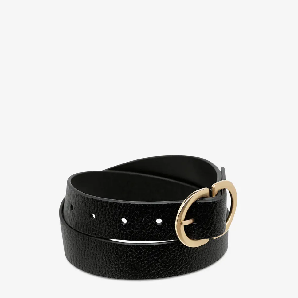 Status Anxiety 'In Reverse' Belt - Black / Gold Cheap