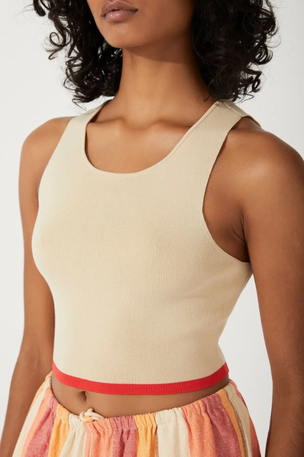 Zulu & Zephyr 'Sand Contrast Organic Cotton Blend Knit Top' Flash Sale